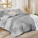 Bedsure Tufted Boho Comforter Set Queen Size - Light Grey Boho Bed Set, GentleSoft 3 Pieces Farmhouse-Style Embroidery Bedding, Gifts for Woman, Soft Jacquard Queen Comforter for All Seasons