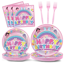 96Pcs Cat House Party Paper Plates and Napkins Cat Birthday Disposable Table Decor Kitten Themed Party Decoration Cute House Tableware Set for 24 Guests Kids Birthdays Baby Showers Supplies