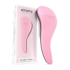 Crave Naturals Glide Thru Detangling Brush For Natural, Curly, Straight, Wet or Dry Hair - Gentle Detangler Brush Styling Tool for Adults, Kids, Toddlers and Little Girls - 7.5 x 3 in, Pink (1 Pack (Large))
