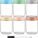 DRKIO 16 Oz Overnight Oats Containers with Lids - 6 Pack Glass Storage Jars with Airtight Lids Wide Mouth Mason Food Jars Great for Meal Prep Salad Chia Pudding Snacks Yogurt Sugar Spice Cereal