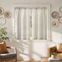 jinchan Striped Linen Kitchen Curtains 45 Inches Tier Curtains Farmhouse Modern Cafe Style Small Window Treatments Airy Light Filtering Rod Pocket for Living Room Bathroom 2 Panels Taupe Grey