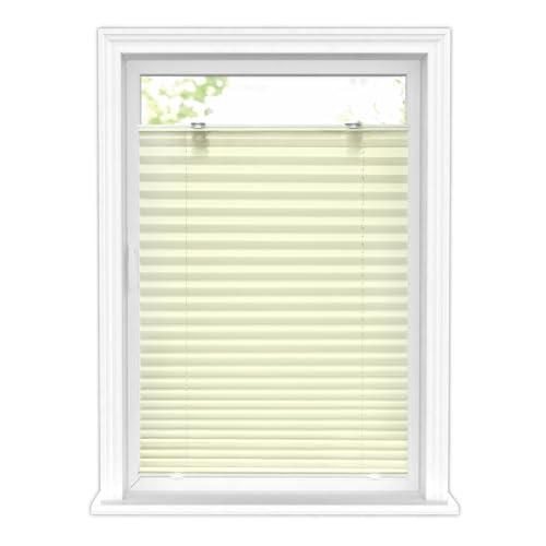 LazBlinds Tool-Free Cordless Pleated Shades with Suction Cups Light Filtering Top Down Bottom Up Pleated Blinds for Window Size 48" W x 64" H, Cream
