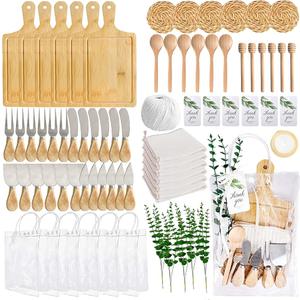 86 Pcs Baby Shower Prizes for Game Player Winners 6 Set Including Bamboo Cheese Boards Butter Spreaders Coaster Thank You Card Spoon Towels Tote Bags for Wedding Baby Bridal Shower Favors Guests