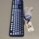 Nowlike Wireless Keyboard and Mouse Combo, Retro Typewriter Keyboard with Round Keycaps, FullSize Ergonomic, Blue, Ideal for Windows PC, Home, Office, and College, Wireless Keyboard Mouse Combo