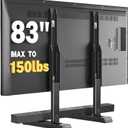 Universal Table Top TV Stand Base for 24-83 inch LCD LED TVs, TV Legs with Height Adjustment and Cable Management Hold up to 150lbs, Max VESA 800x500mm, Black