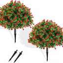 Artificial Topiary Rose Set of 2, Boxwood Ball with Ground Spike