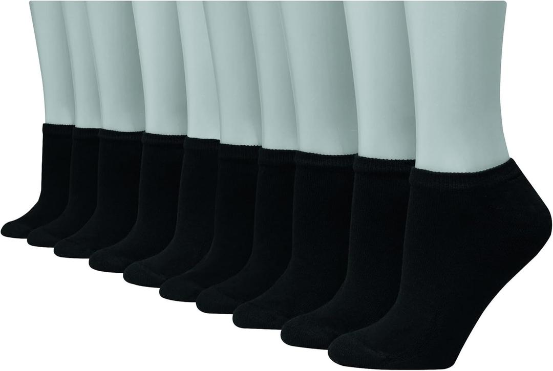 Hanes Women's Cool Comfort No-Show Socks, Moisture-Wicking Socks, 14-Pack (5-9, Black - 10 Pack)