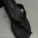 Yavero Women's Platform Flip Flop Sandals Comfortable Wedge Thong Sandals with Square Toe, Casual Summer Sandals Black 6.5
