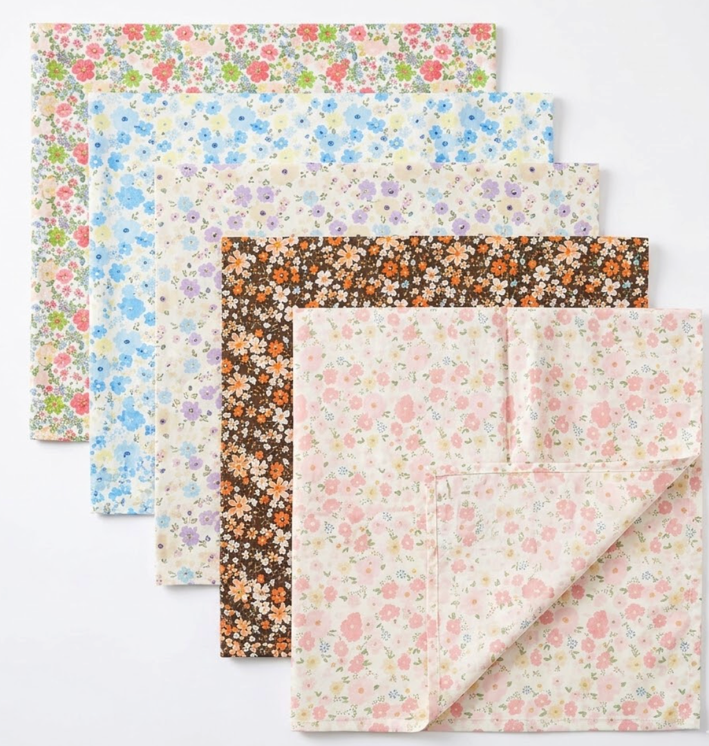 Floral Pattern Cotton Percale Sheet Sets (Size 19x19) 6pcs