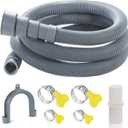 20-Ft Washing Machine Drain Hose Universal, Flexible Dishwasher & Washer Drain Hose Extension with 4 Clamps & 1 U-Bend Holder
