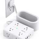 Surge Protector Power Strip 15 ft Cord, Flat Plug Extension Cord with 8 Outlets 4 USB Ports(2 USB C), 3 Side Wall Mount Outlet Extender, Long Extension Cord for Home Office Dorm Room Essentials