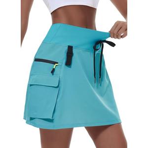sizeXL MIVEI Women's Hiking Cargo Skort Skirt High Waisted Golf Dressy Casual with Zipper Pockets Workout Sport Quick Dry Skirts Light Blue XL