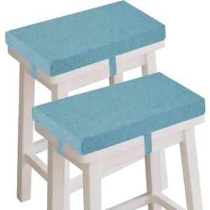 OVOV Bar Stool Cushions Rectangle Saddle Stool Cushion Set of 2 Light Blue, 18"L x 9.5"W