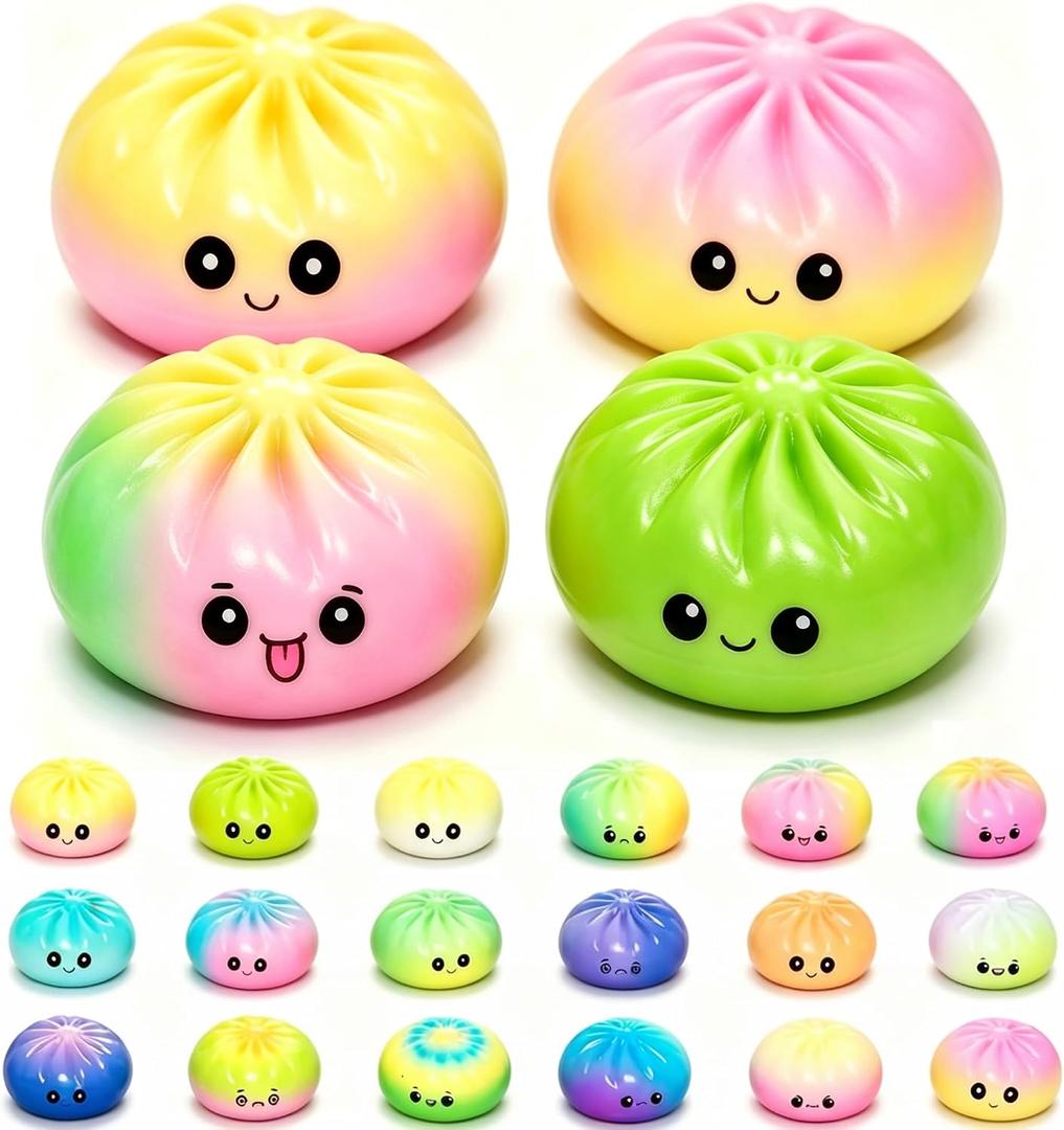 4 x 4Pcs Dumpling Squishies Mystery Box, 18 Colors Random Mystery Glitter Dumpling Squishies Toy, 2026 Upgrade Colorful Stress Balls Fidget Sensory Toy Desk Toys (Random 4 Colors)