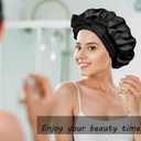 Silk Bonnet Satin Bonnet for Sleeping Large Bonnets with Tie Band Hair Wrap with Adjustable Straps Hair Cap for Women Curly Black