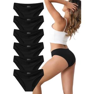 Women's Seamless Underwear Stretch Bikini Panties No Show Invisible Hipster 6 Pack, M