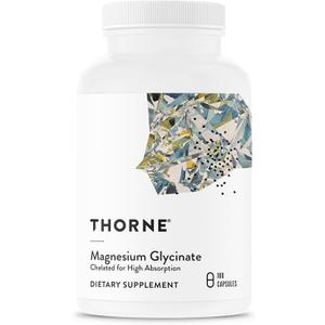 THORNE Magnesium Glycinate, Chelated Magnesium Supplement, 180 Capsules