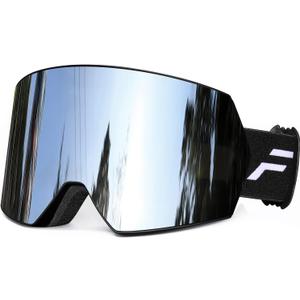 FMY Ski Goggles for Men Women & Youth - Anti Fog UV400 Protection Snowboard Snow Skiing Goggles for Adult (Silver & Black Frame)