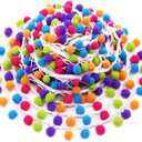 5 Yards Handmade Rainbow Pom Pom Ball Fringe Trim Ribbon Sewing Fabric DIY Craft