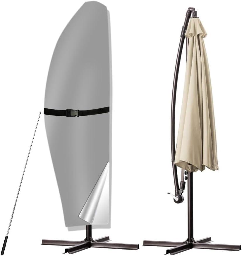 POYEE Umbrella Cover, 420D Waterproof Outdoor Patio Umbrella Cover for 7.5ft to 11.5ft Cantilever,  Fit Offset Umbrella 7.5-11.5' Beige