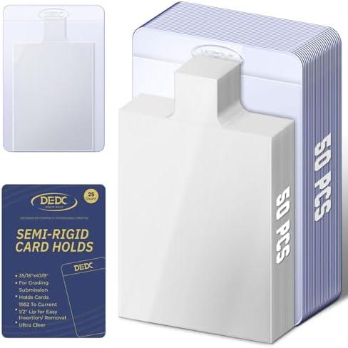 DEDC 100Pcs Set Card Sleeves -50 Semi Rigid Card Holder & 50 Tabbed Sleeves, Perfect Fit Sleeves Trading Card Shipping Supplies
