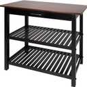 Casual Home Kitchen Island with Solid American Hardwood Top, Walnut&black