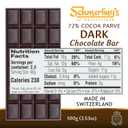 SCHMERLING'S Swiss Chocolate 72% Cocoa Natural Vegan, Gluten Free, Paleo, Non GMO, Non Dairy, Fair Trade Dark Parve Chocolate, OU - 3.5oz (EXP 04/30/27)