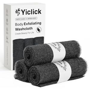 Yiclick Exfoliating Washcloth Towel, Japanese Exfoliating Bath Wash Cloth for Body Exfoliation, Korean Back Scrubber Washer for Shower, African Net Sponge Brush Loofah Exfoliator