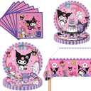 41Packs Kuromis Birthday Decorations Include 20 Plates, 20 Napkins and 1 Tablecover for Kuromis Birthday Party Supplies (kuluomi)