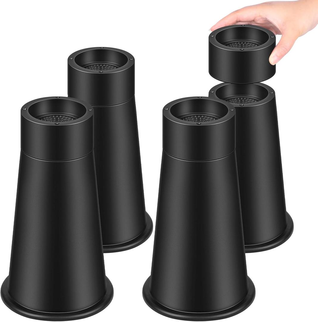 Bed Risers Adjustable Furniture Risers - Heavy Duty 8 inch or 10 inch Non-Slip Lift Supports for Beds/Couches/Sofas, Durable Round Design with Creates Storage Space (9.8 Inch 4 Pack)