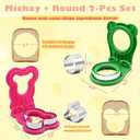 Sandwich Cutter and Sealer, 2 Pcs Maker, Fun Sandwich Shape Cutter Sealer Great for Lunchbox and Bento Box, Boys and Girls Kids Lunch (Mickey+Round)