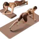 PAIDU Foldable Fitness Yoga Mat | 2/5" (10MM) Extra Thick | SGS Certified Non-Slip TPE | 75x26" Extra Long-Wide | Portable & Easy Store | for Yoga, Pilates, Home Gym & Full-Body Workouts (Brown + Apricot)