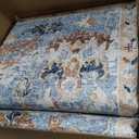 jinchan Area Rug 9x12 Living Room Rug - Washable Vintage Large Boho Floral Floor Cover Lightweight Low Pile Thin Non-Slip Retro Distressed Carpet for Bedroom Dining Room Kitchen Office Light Blue