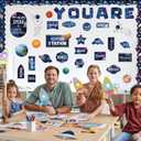 90 Pcs Space Affirmation Station Classroom Bulletin Board Set Motivational Bulletin Board Back to School Positive Affirmations Accent Cutout Mirror Growth Mindset Decor for School Office Home