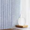 Blue Floral Jacquard Blackout Curtains for Bedroom, Flower Chenille Rustic Farmhouse Curtains 63 Inch Length Living Room Darkening Thermal Insulated Drapes, Grommet Window Curtains 2 Panels