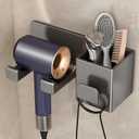 Hair Dryer Holder Wall Mounted, Blow Dryer Holder for Salon, Bedroom, Bathroom Storage, Multi-Functional Bathroom Wall Shelves Hair Tools Organizer for Hairdryers Hairbrush - No Drilling Needed