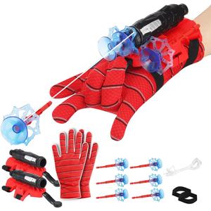 2 Pcs Red Spider Silk Wrist Launcher - High-Precision Web Shooter for Cosplay, Roleplay & Outdoor Fun - Adjustable Strap, Durable Design, Safe for Kids& Adults