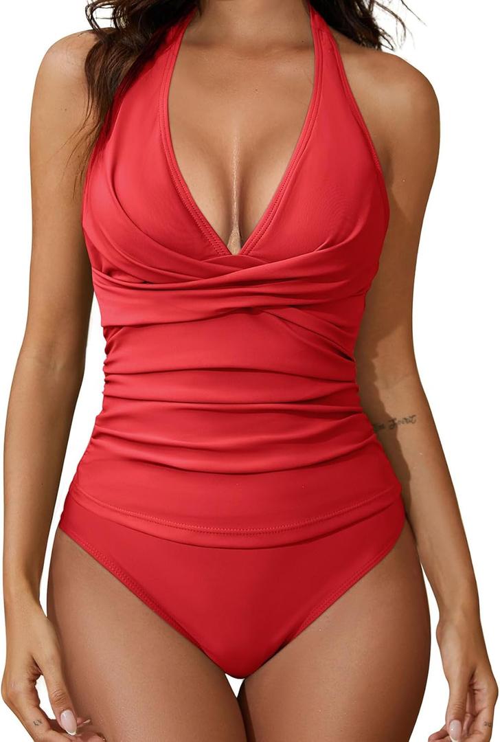 American Trends Tankini Swimsuits for Women 2024 Womens Tankini Tops Tummy Control Swim Suits M