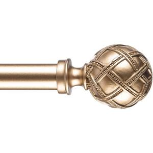 Ycolnaefllr 1 Inch Diameter Single Curtain Rod for Windows Heavy Duty Drapery Rods Adjustable Length from 48 to 84 Inch,Adjustable Single Window Curtain Rod with Resin Finial, Gold