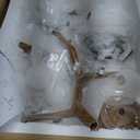 8-Light Mid-Century Sputnik Chandelier, Woodgrain Branch Arm Ceiling Light with White Globe Shades, Modern Farmhouse Pendant Fixture for Dining Room, Kitchen Island, Living Room, Bedroom