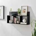 Danya B. Modern 3 Cube Floating Wall Shelf with Display Ledge - Easy to Hang Wall Mounted Triple Cubby Shelf (Black), 31.5 inches x 5.75 inches x 15.75 inches