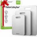 Titanium Cutting Board Set of 3, 100% Pure Titanium Cutting Boards for Kitchen, Non-Porous Metal Chopping Boards, Dishwasher Safe, Odor Resistant for Meat, Vegetables, Fruit & Raw Food Prep