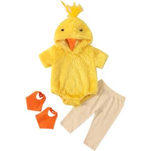 Toddler Chicken Costume Baby Boy Girl Duck Outfit Fuzzy Chick Romper infant Halloween Cosplay Clothing With Legging 70