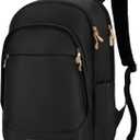 LIGHT FLIGHT Travel Backpack for Women, 15.6 Inch Laptop Backpack with USB Charging Hole, Water Resistant College Bookbag, Large Capacity Black Computer Backpacks for Work, Black