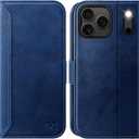 OCASE Compatible with iPhone 17 Pro Wallet Case, PU Leather Flip Folio Case with Card Holders RFID Blocking Kickstand [Shockproof TPU Inner Shell] Phone Cover 6.3 Inch 2025, Retro Blue