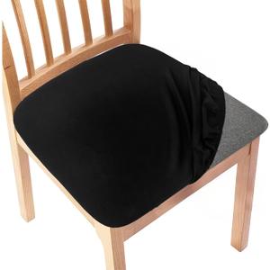 Gute Chair Seat Covers, Dining Room Chair Seat Covers with Ties, Stretch Solid Chair Covers Protectors for Dining Room Kitchen Chairs (4 Pcs, Black)