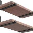 Shelf Bracket 12 Inches, Heavy Duty Floating Shelves Brackets Black Metal J Brackets with Wall Mounting Hardware for Floating Shelves