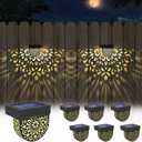 Solar Fence Lights 6 Pack Solar Deck Step Wall Lights Outdoor Waterproof LED Decorations Warm Yellow Light Decorative Lighting for Garden, Front Door, Backyard (Black 1)