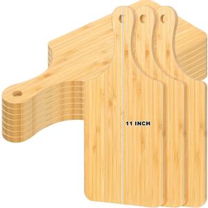 Zubebe 10 Pcs Mini Charcuterie Boards Bulk, 11 x 5 Inch Wooden Cutting Board with Handle Thick 0.31" Blank Boards for Laser Engraving, Wedding Favors Bridal Shower Party Gifts (Bamboo)