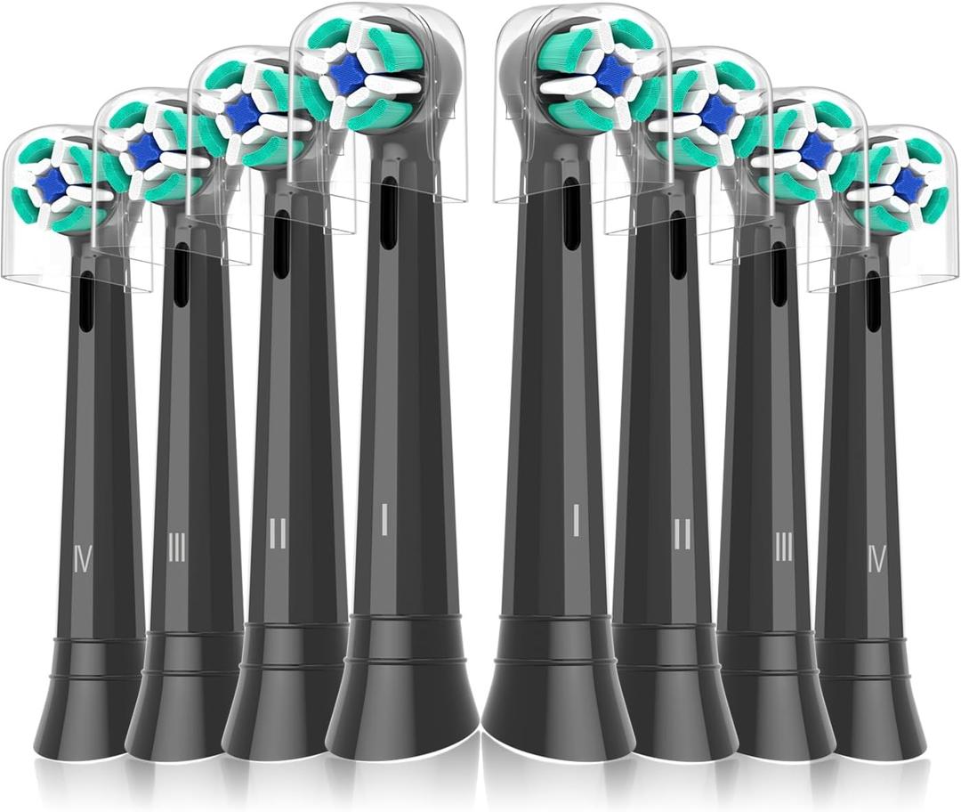 Replacement Heads Compatible with Oral B iO Electric Toothbrush, Soft Toothbrush Heads Fit for Oral-B iO 2/3/4/5/6/7/8/9/10 Series with Covers, Black 8pcs